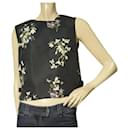 Ted Baker Blue Floral Sleeveless Back Zipper Polyester Crop Top Blouse size 2