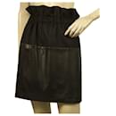 Thakoon Black Lambskin Leather & Angora Wool Paper Waist Mini Skirt Size 4