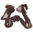 Valentino Pleated Scarf with Rosette in Brown Silk
