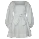 Staud Isabella Square-neck Mini Dress in White Cotton