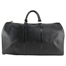 Black Epi Leather Keepall 50 Boston Duffle Travel Bag - Louis Vuitton