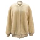 Tibi Luxe Faux Fur Track Jacket in Ivory Polyester 