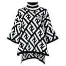 Fendi suéter oversize poncho FF logo preto branco