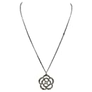 Chanel necklace with camellia pendant in faux pearls & zircons