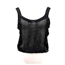 [Used] Chanel Coco Mark Beads Decoration Tank Top Camisole 42 Black