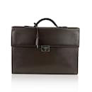 Brown Textured Leather Briefcase Work Bag - Loewe