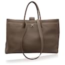 Taupe Pebbled Leather Executive XL Tote Bag with Strap - Chanel
