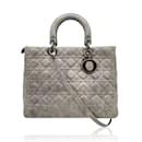 Light Grey Cannage Quilted Leather Lady Dior Bag - Christian Dior