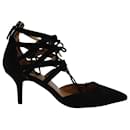 Aquazzura Belgravia Lace Up Pumps in Black Suede