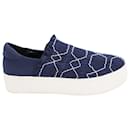 Opening Ceremony Cici Smocked Slip-on Platform Sneakers in Navy Blue Canvas