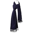 Acne Studios Canada Fringed Scarf in Navy Blue Wool - Autre Marque