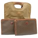 CELINE Macadam Canvas Hand Bag Clutch Bag 3Set Brown Auth ar5864 - Céline