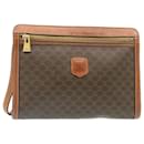 CELINE Macadam Canvas Clutch Bag PVC Leather Brown Auth ki1261 - Céline