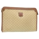 CELINE Macadam Canvas Clutch Bag PVC Leather Beige Auth kk044 - Céline