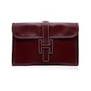 Hermes Vintage Burgundy Leather Jige 29 cm Clutch Bag Pochette - Hermès