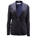 Burberry Single-Breasted Jacket Blazer in Navy Blue Cotton