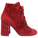 Laurence Dacade Paddle Lace-Up Ankle Boots in Burgundy Suede