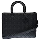 Very chic Dior Lady Dior large model shoulder bag (GM) in black Ultramatte calf leather with black cannage stitching, matte black metal trim - Christian Dior
