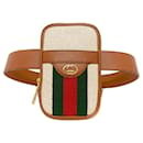 [Used] Gucci belt bag brown beige shelly 581519 waist pouch canvas leather GUCCI unused new GG interlocking 40mm fastener pouch belt natural color vintage mini bag with leather logo green red box Present Genuine appraised