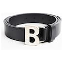 [Used] BALENCIAGA B buckle slim belt 593887 1000 U width 3.0cm black MP034 - Balenciaga