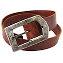 [Used] Dolce & Gabbana Belt Men's Allowed Brown Silver Leather x Metal Fittings DOLCE & GABBANA T20340