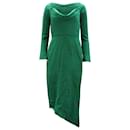 Michelle Mason Cowl Neck Asymmetrical Midi Dress in Green Viscose - Autre Marque