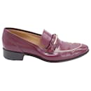 Salvatore Ferragamo Loafers with Gold Accent in Burgundy Leather