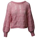 Love Shack Fancy Vyoma Cable Knit Top in Pink Alpaca Wool - Autre Marque