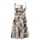 Hugo Boss A-Linien-Kleid mit Blattmuster aus Baumwolle mit weißem Druck