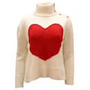 Kate Spade Heart Knit Mock Neck Sweater in White Ivory Viscose
