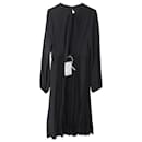 Rochas Pleated Open Back Midi Dress in Black Silk