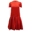 Alexander McQueen Drop Waist Dress in Red Wool - Alexander Mcqueen
