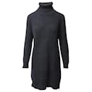 Michael Michael Kors Ribbed-Knit Turtleneck Mini Dress in Black Nylon