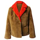 Stand Two Tone Faux Fur Coat in Brown Polyester - Staud