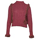 Philosophy Di Lorenzo Serafini Ruffle Cable-Knit Sweater in Pink Wool - Philosophy di Lorenzo Serafini