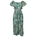 Temperley London Florrie Wrap Dress in Green Print Cotton