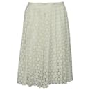 Joseph Pleated Lace Midi Skirt in Cream Cotton