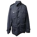 Burberry Single-Breasted Jacket in Navy Blue Cotton