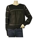 Isabel Marant Etoile Black Cotton Lace Tunic Long Sleeves Blouse Top size 38