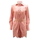 Halston Heritage Belted Shirt Dress in Pink Cotton