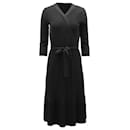 Kate Spade Wrap Dress in Ribbed Black Wool