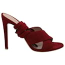 Gianvito Rossi Crissy Lace-Up Stiletto Sandal in Burgundy Suede