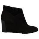 Tod's Wedge Ankle Boots in Dark Brown Suede