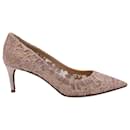 Valentino Pointed Lace Pumps in Nude Leather