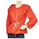 MONCLER Morlaix Giubbotto imperméable rouge clair veste à capuche zippée et cordon de serrage sz 2 - Moncler