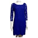 Vestido de renda azul cobalto DvF Zarita - Diane Von Furstenberg