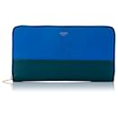 Celine Blue Large Zipped Multifunction Bicolor Leather Wallet - Céline