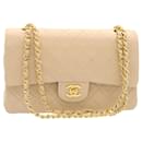 CHANEL Classic Matelasse 25 Chain Flap Shoulder Bag Lamb Skin Beige Auth knn063 - Chanel