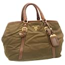 PRADA Hand Bag Nylon Leather Khaki Auth ar6239 - Prada