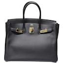 HERMES BIRKIN 35 Bag in Black Clemence Taurillion Leather - Hermès